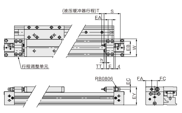 MY1H Series Mechanical Joint Rodless Cylinder/Linear Guide Type