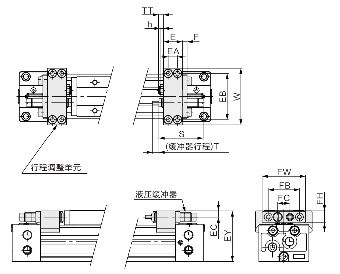 MY1B Series Mechanical Joint Rodless Cylinder/Basic Type