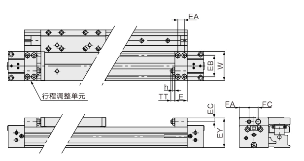 MY1H Series Mechanical Joint Rodless Cylinder/Linear Guide Type