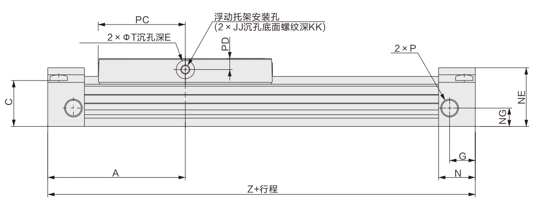 MY3A/3B Series Mechanical Joint Rodless Cylinder/Basic Type