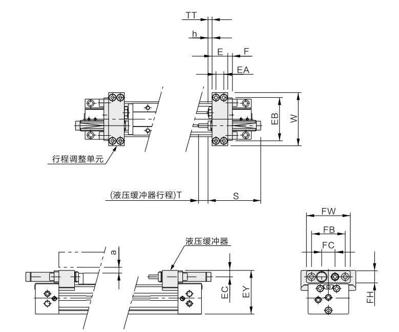 MY1B Series Mechanical Joint Rodless Cylinder/Basic Type