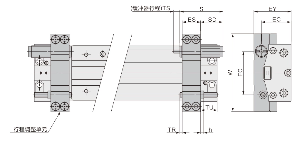 MY3A/3B Series Mechanical Joint Rodless Cylinder/Basic Type