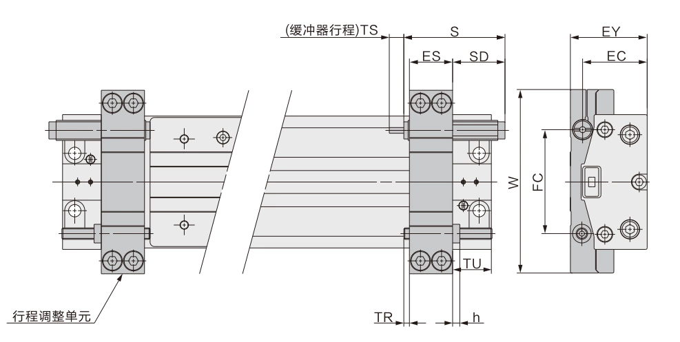 MY3A/3B Series Mechanical Joint Rodless Cylinder/Basic Type