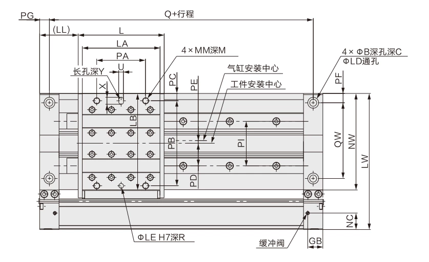 MY2H/HT Series Mechanical Joint Rodless Cylinder/Linear Guide Type