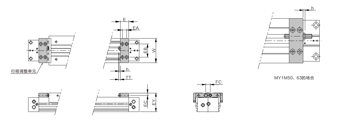 MY1M Series Mechanically Jointed Rodless Cylinder/Sliding Bearing Guide Type