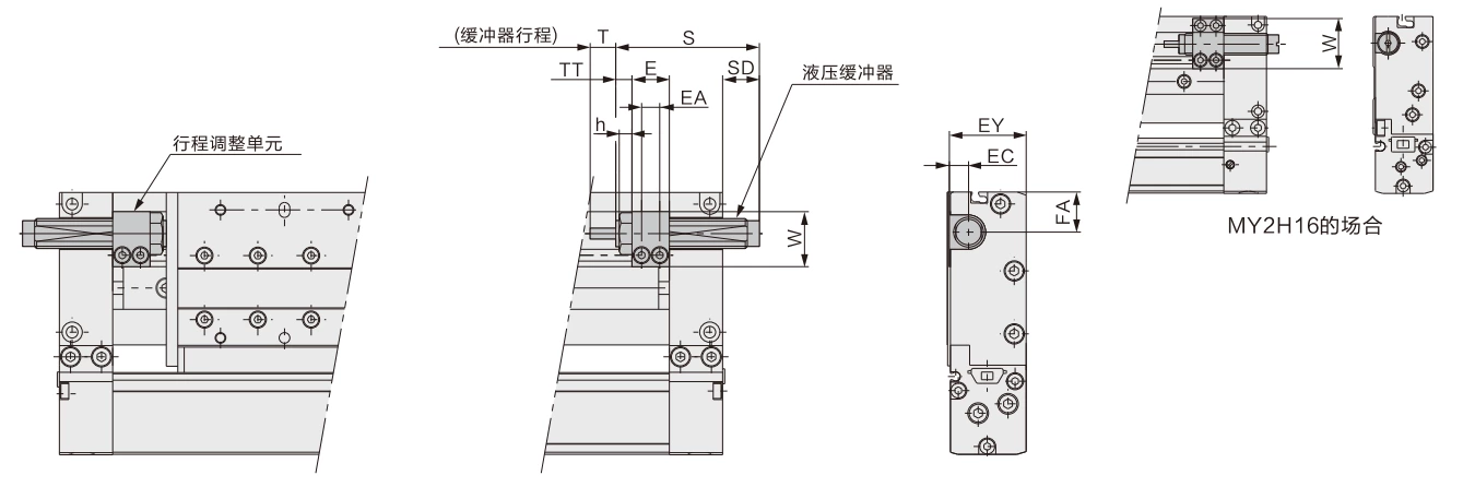 MY2H/HT Series Mechanical Joint Rodless Cylinder/Linear Guide Type