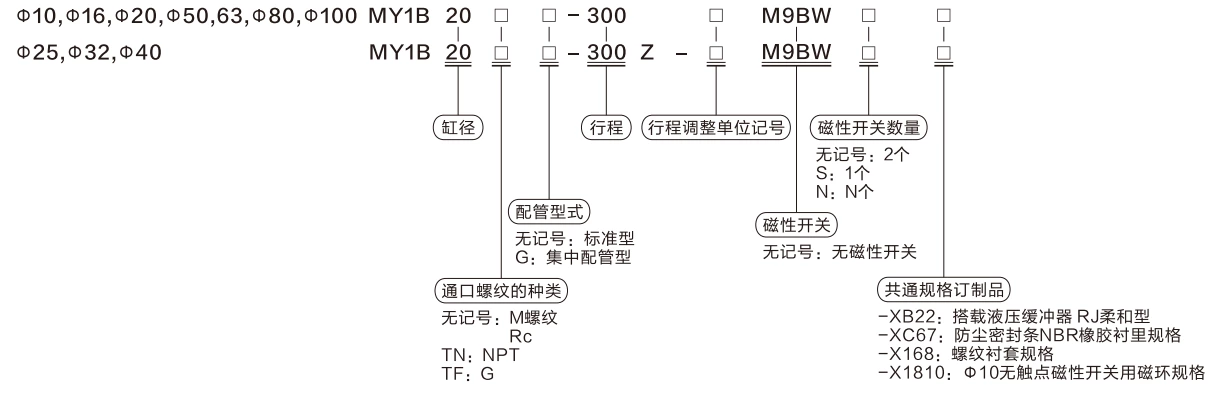 MY1B Series Mechanical Joint Rodless Cylinder/Basic Type