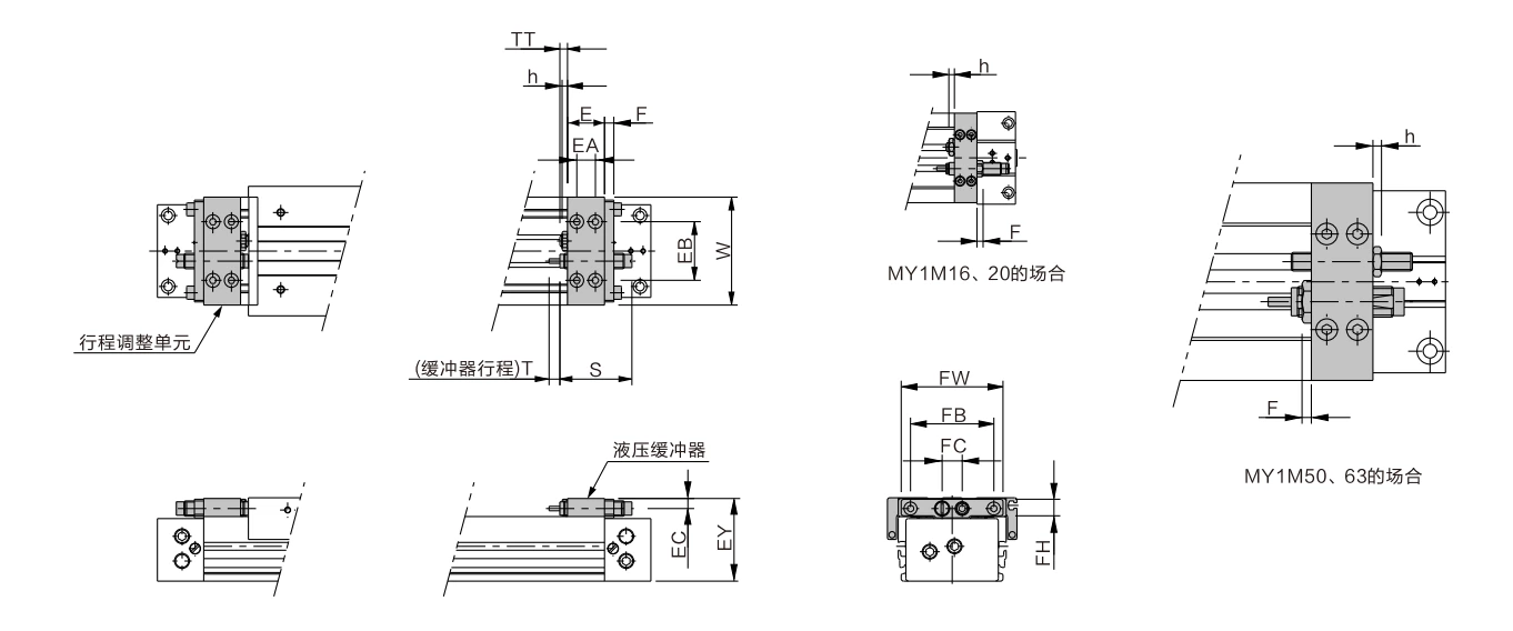 MY1M Series Mechanically Jointed Rodless Cylinder/Sliding Bearing Guide Type