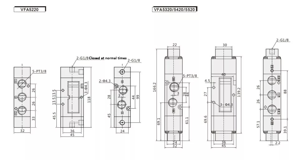 VFA Series Air Control Valve 3 Way 5 Way