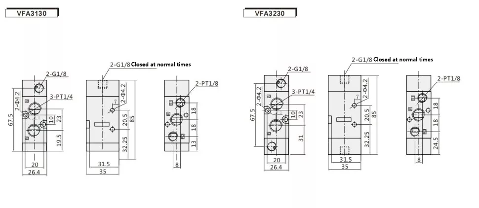 VFA Series Air Control Valve 3 Way 5 Way