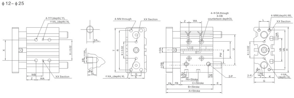 MGP Series Three-Shaft cylinder