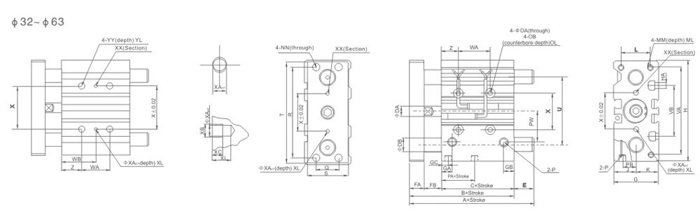 MGP Series Three-Shaft cylinder