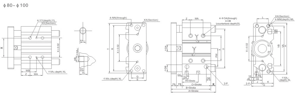 MGP Series Three-Shaft cylinder